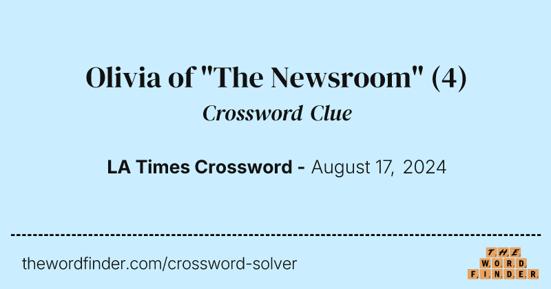 Olivia of "The Newsroom" crossword clue image