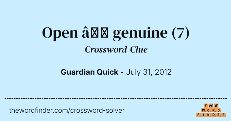Open — genuine crossword clue image