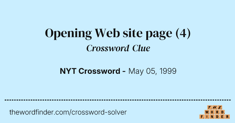 Opening Web site page crossword clue image