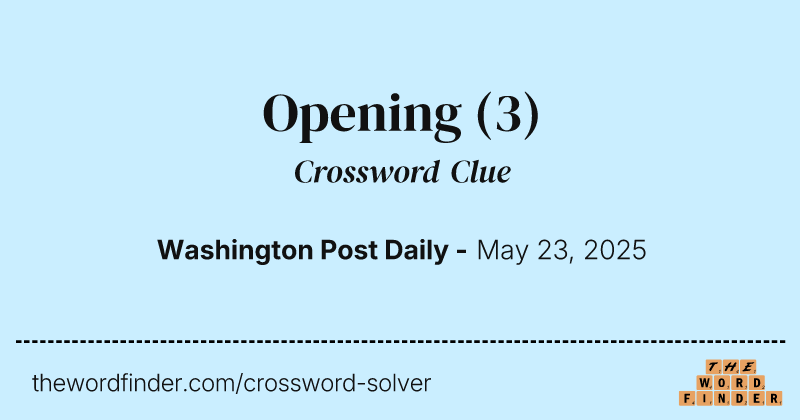 Opening crossword clue image