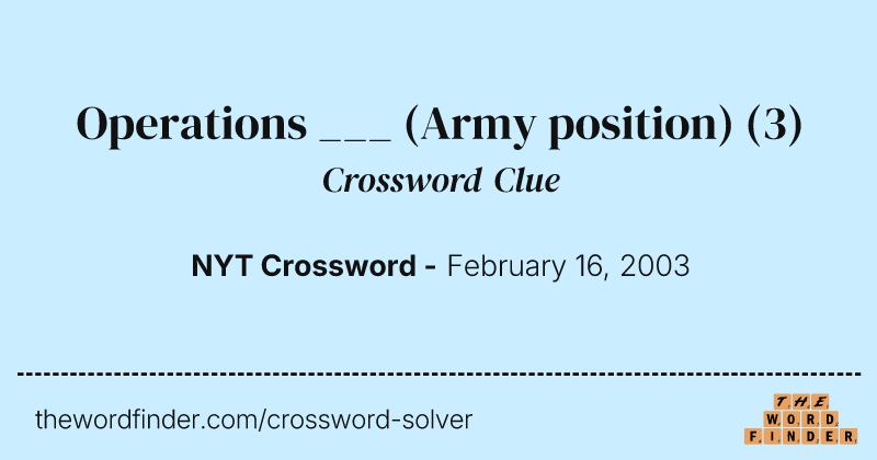 Operations ___ (Army position) crossword clue image