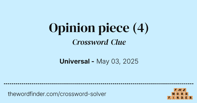 Opinion piece crossword clue image