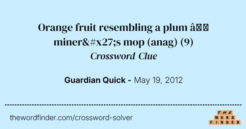 Orange fruit resembling a plum — miner's mop (anag) crossword clue image
