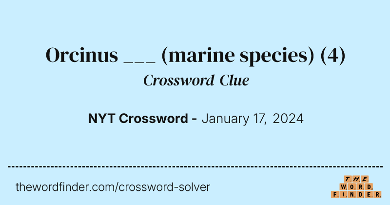 Orcinus ___ (marine species) crossword clue image