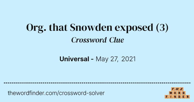 Org. that Snowden exposed crossword clue image
