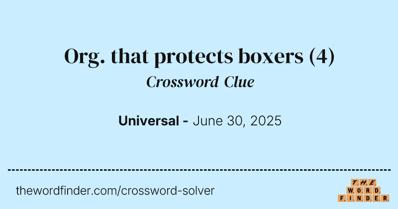 Org. that protects boxers crossword clue image