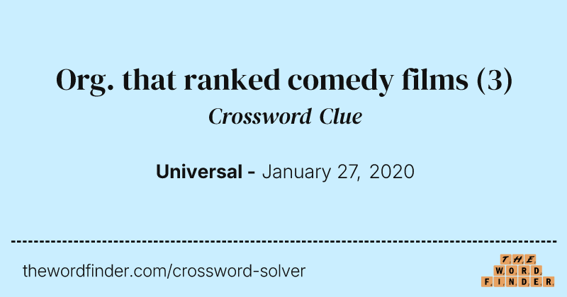 Org. that ranked comedy films crossword clue image