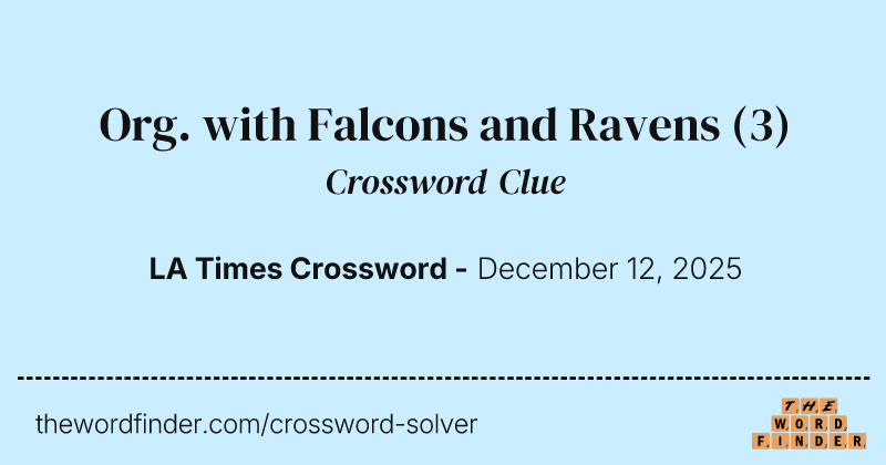 Org. with Falcons and Ravens crossword clue image