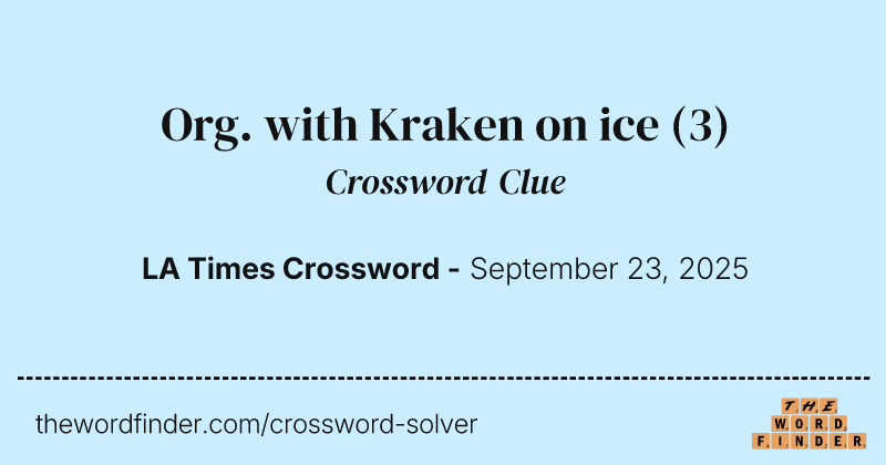 Org. with Kraken on ice crossword clue image