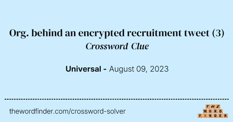 Org. behind an encrypted recruitment tweet crossword clue image
