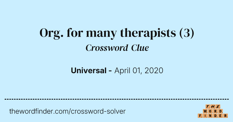 Org. for many therapists crossword clue image
