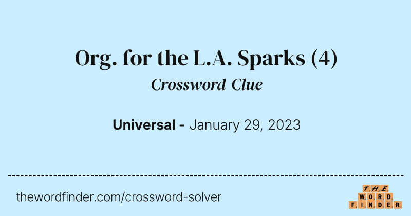 Org. for the L.A. Sparks crossword clue image