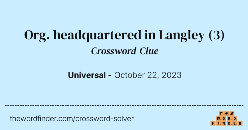 Org. headquartered in Langley crossword clue image