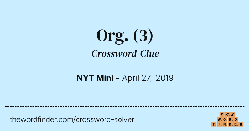 Org. crossword clue image