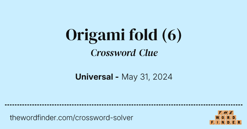 Origami fold crossword clue image