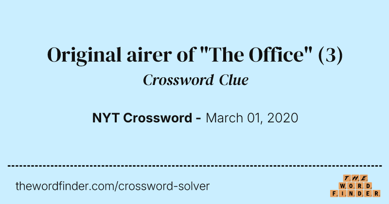 Original airer of "The Office" crossword clue image