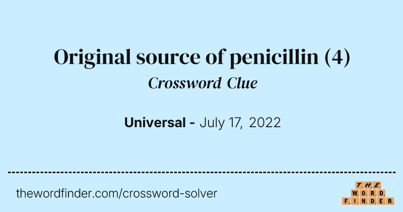 Original source of penicillin crossword clue image