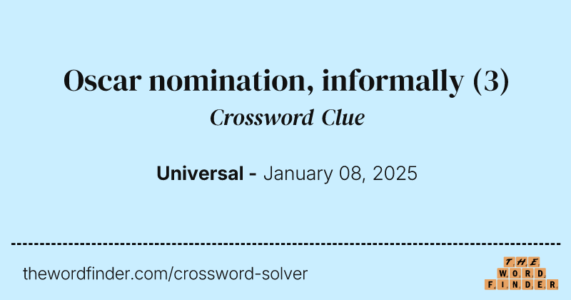 Oscar nomination, informally crossword clue image