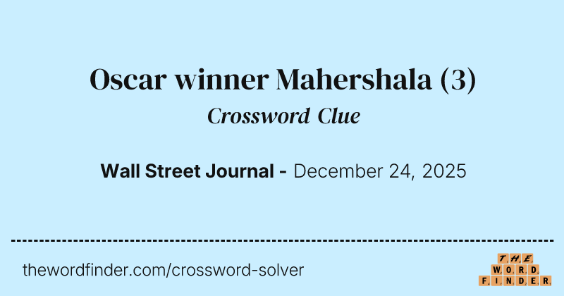 Oscar winner Mahershala crossword clue image