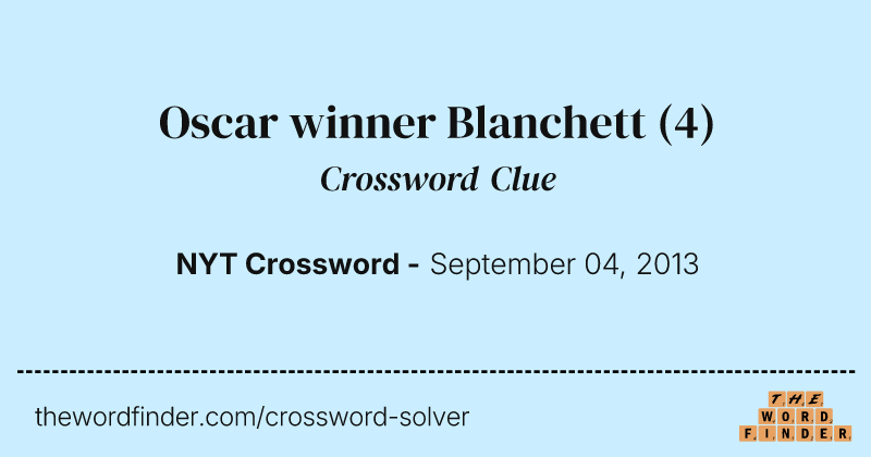 Oscar winner Blanchett crossword clue image