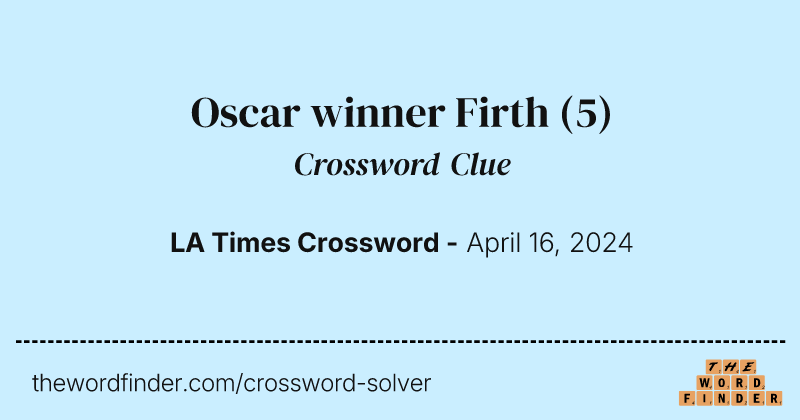 Oscar winner Firth crossword clue image