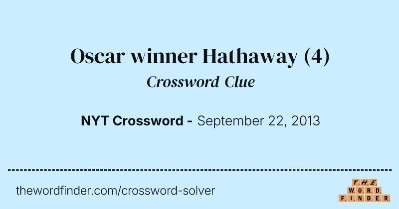Oscar winner Hathaway crossword clue image