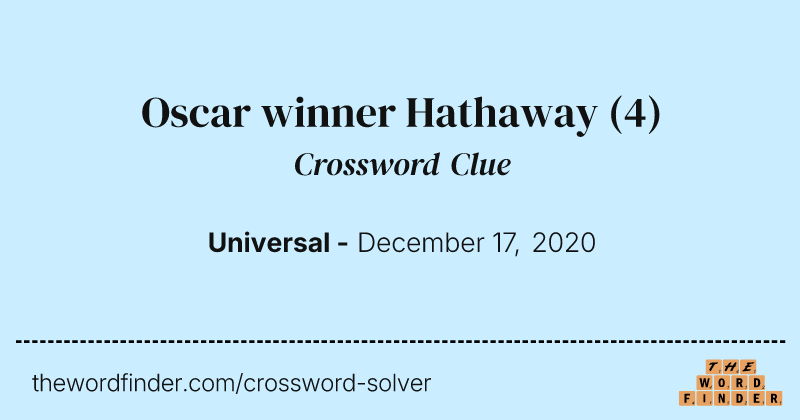 Oscar winner Hathaway crossword clue image