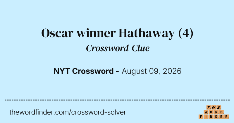 Oscar winner Hathaway crossword clue image