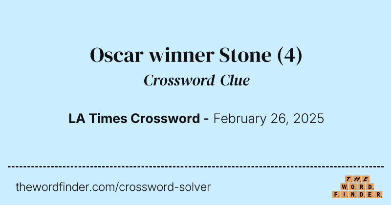 Oscar winner Stone crossword clue image