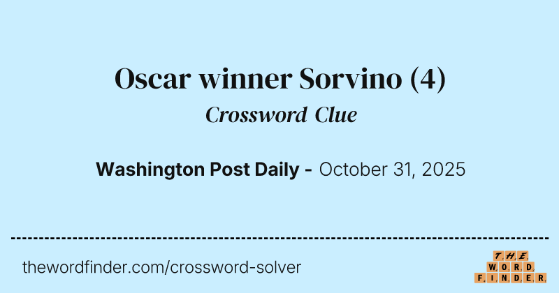 Oscar winner Sorvino crossword clue image