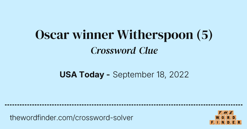 Oscar winner Witherspoon crossword clue image