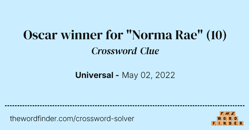 Oscar winner for "Norma Rae" crossword clue image
