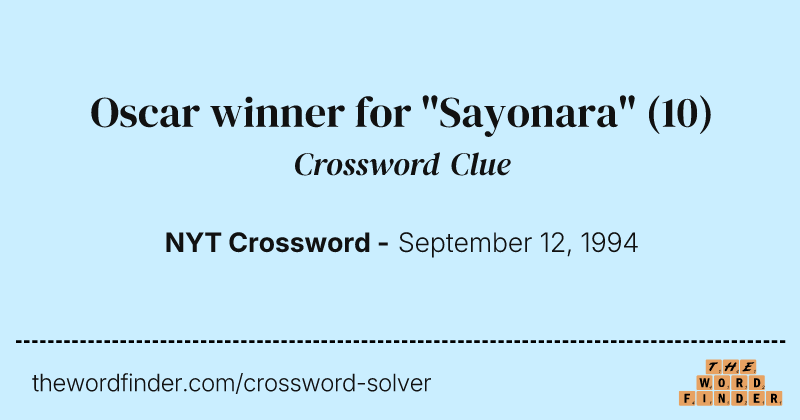 Oscar winner for "Sayonara" crossword clue image