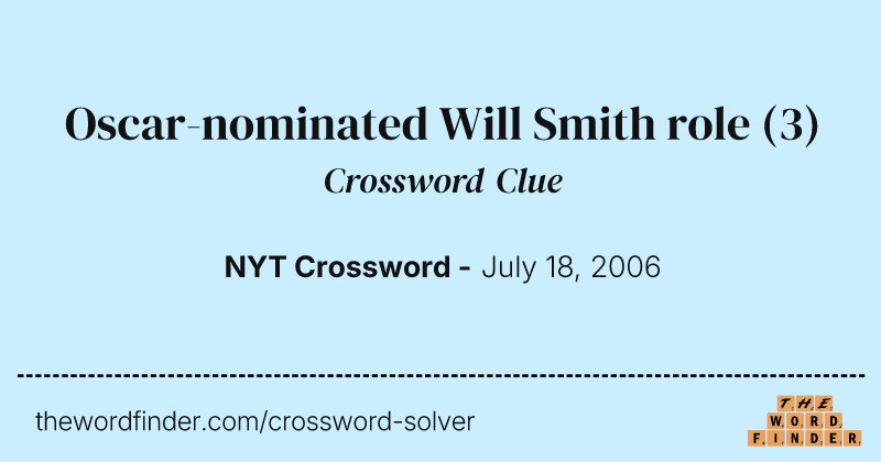 Oscar-nominated Will Smith role crossword clue image