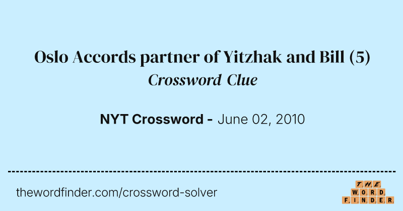 Oslo Accords partner of Yitzhak and Bill crossword clue image