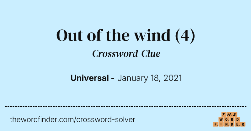 Out of the wind crossword clue image