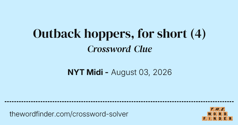 Outback hoppers, for short crossword clue image
