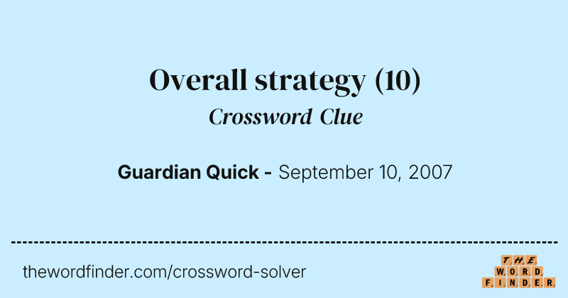 Overall strategy crossword clue image