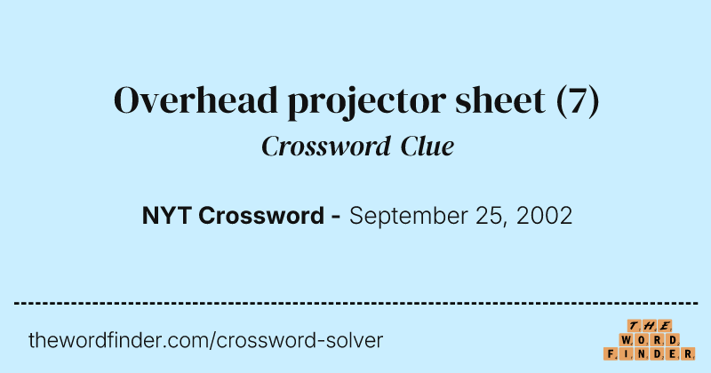 Overhead projector sheet crossword clue image