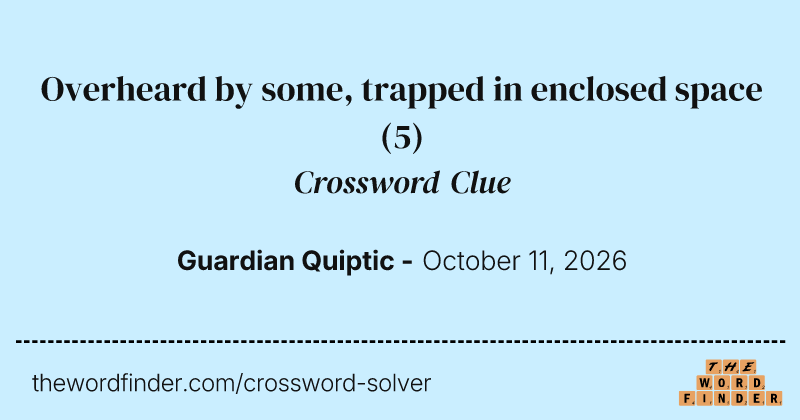 Overheard by some, trapped in enclosed space crossword clue image