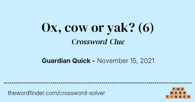 Ox, cow or yak? crossword clue image