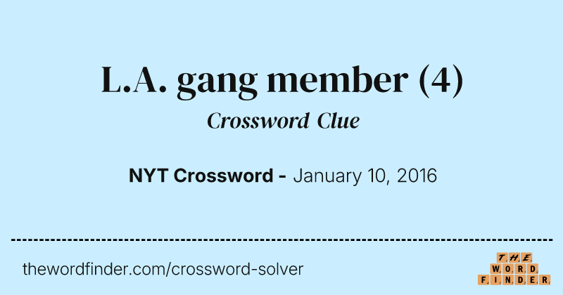 L.A. gang member crossword clue image
