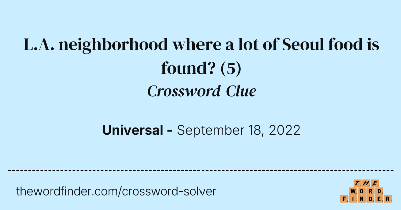 L.A. neighborhood where a lot of Seoul food is found? crossword clue image