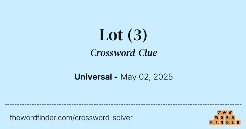 Lot crossword clue image