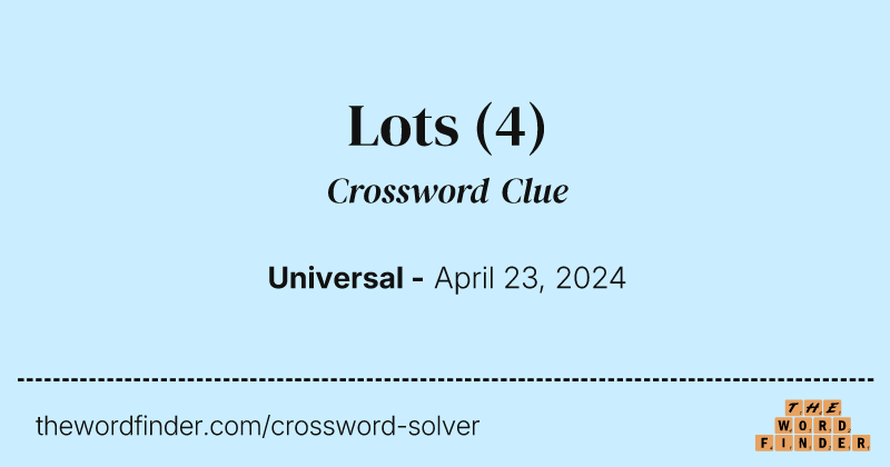 Lots crossword clue image