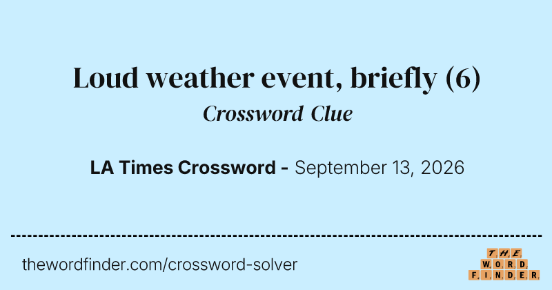 Loud weather event, briefly crossword clue image