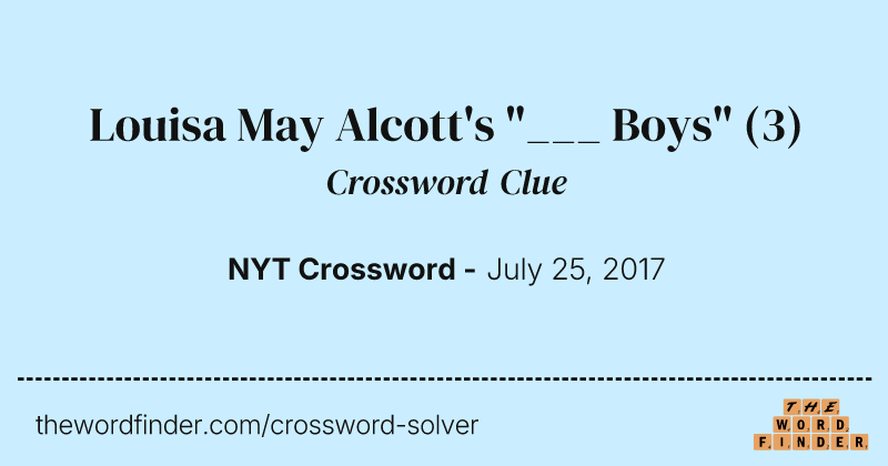 Louisa May Alcott's "___ Boys" crossword clue image