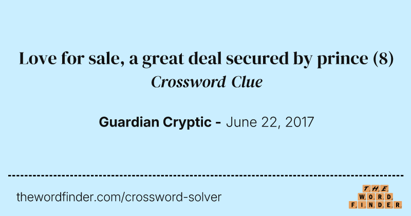 Love for sale, a great deal secured by prince crossword clue image