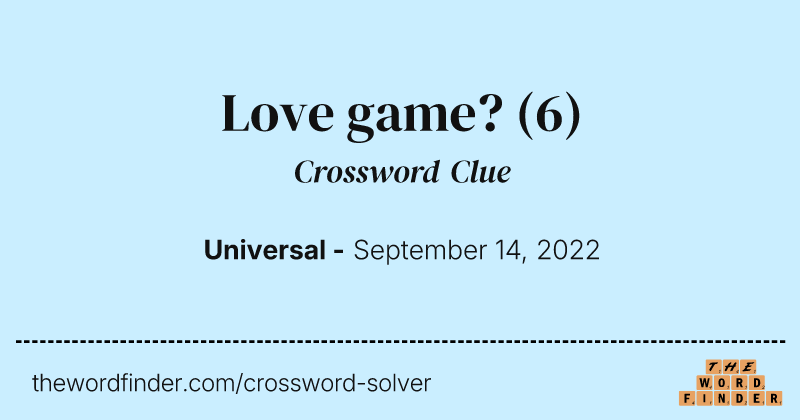Love game? crossword clue image