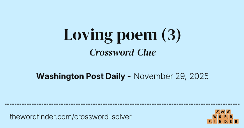 Loving poem crossword clue image